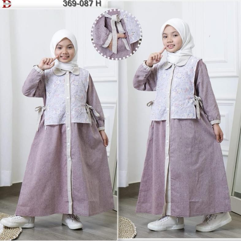 Promo (Size Xl)Gamis Katun Kombinasi Anak Dalima Kids By Semut Diskon