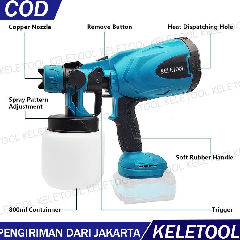 800 ML Spray spet cat gun battery elektrik batterai cordless gun gan harga alat semprot wire cat cet