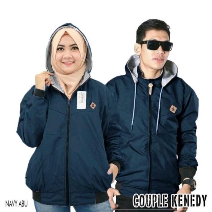 Jaket Parasut  Bolak Balik 2 In 1 Couple Cowok Cewek | Jaket Bb Pasangan Pria & Wanita Panjang Tebal