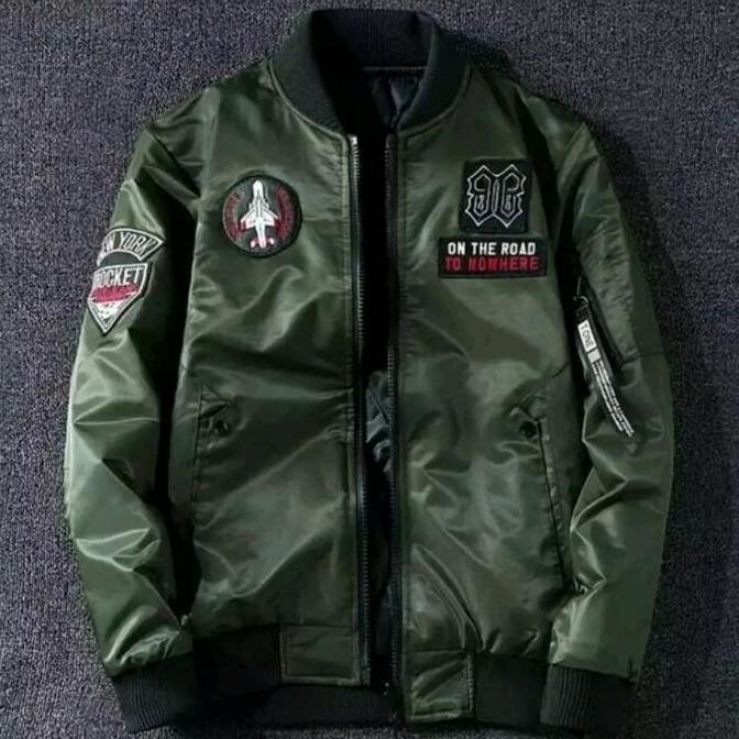 Jaket Bomber Jaket Pria Tebal Jaket On The Road Musim Dingin Bordir Lembut Simple Nyaman Semi Waterp