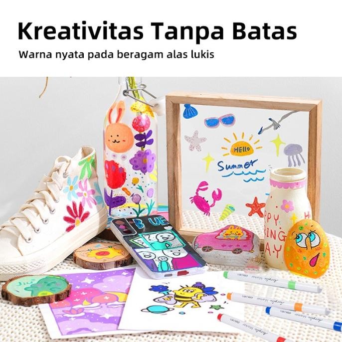 

redi ya kk Deli Spidol Akrilik / Acrylic Marker Water Based Warna Cerah HM118