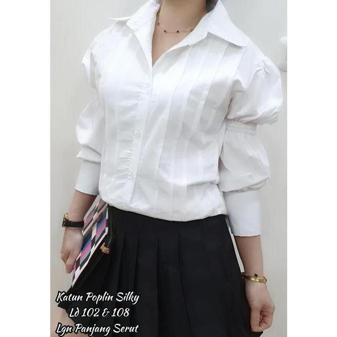 Tersedia Atasan korea - Bluss Putih - Kemeja Poplin - Blouse Korea - Kemeja Putih Premium - baju put
