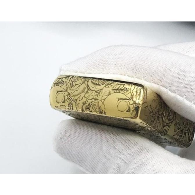 Korek Api Zipo Gold Grafir Skull Grade Ori