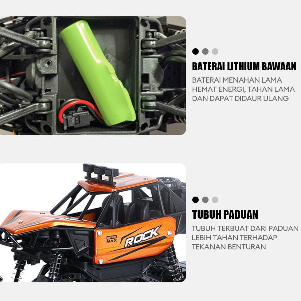 Jojotoy Mainan Mobil Remote Control off-Road Climbing 4WD/2WD Car RC Rock Dengan Fungsi Semprot