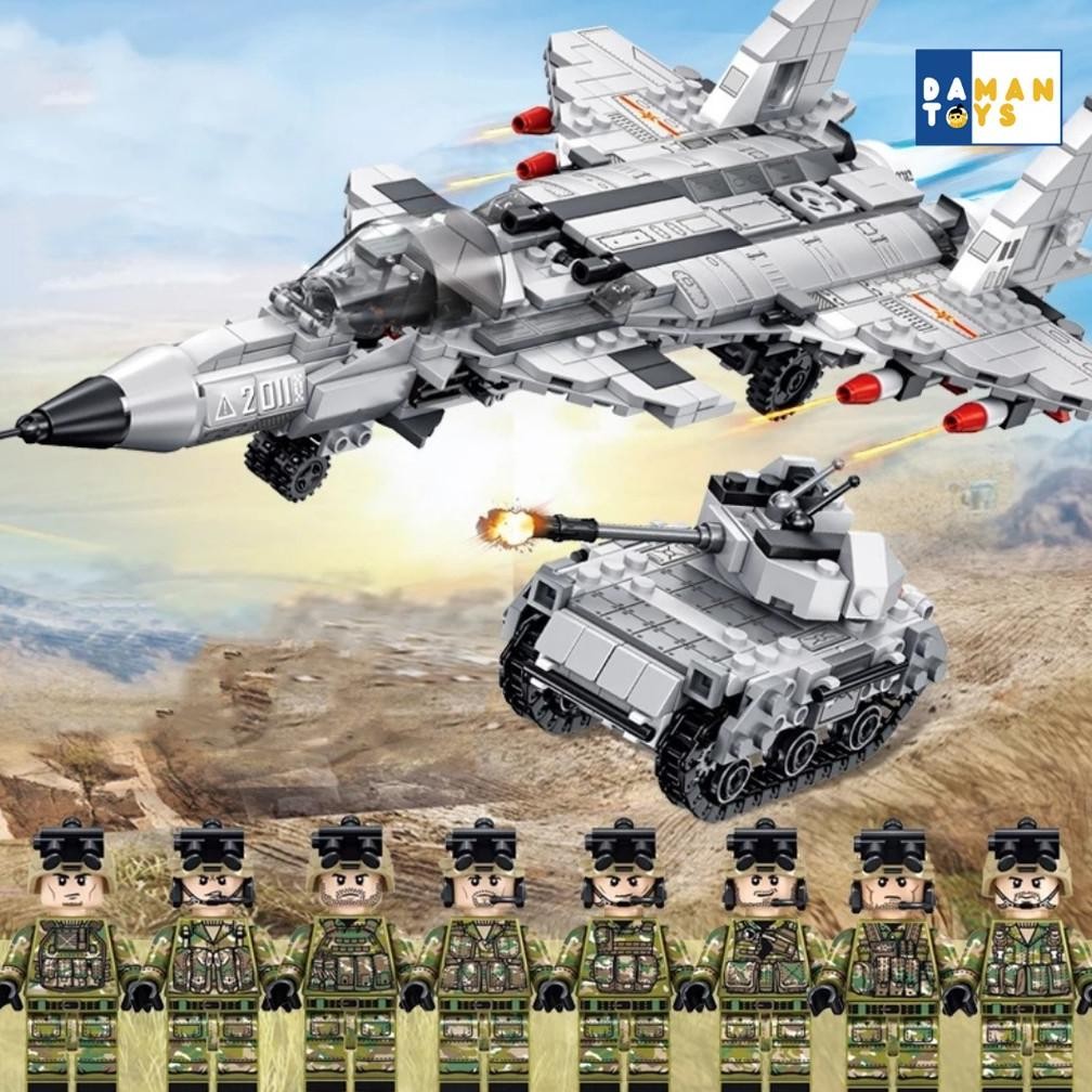 Pesawat Military 8in1 Mainan Anak Cowok Block Robot Bricks Tank Army