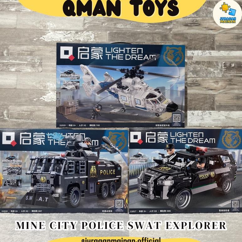 QMAN TOYS Mine City Police Vehicle - Bricks bongkar susun brick block Blocks Mainan edukasi anak dan