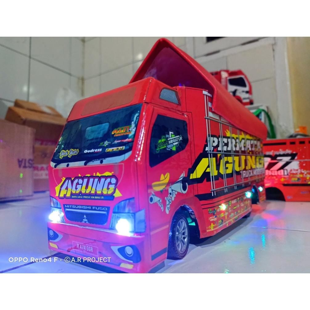 miniatur truck oleng terlaris trending topic lampu kayu bonus terpal