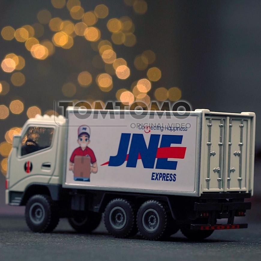 Truck Cargo JNE Diecast Truk Kargo Box Miniatur Mobil Mobilan Tomtomo Diecast