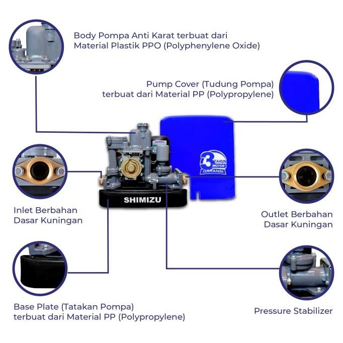 Murah Shimizu Plw 300 Bit Pompa Dorong / Home Booster Pump Plw-300Bit