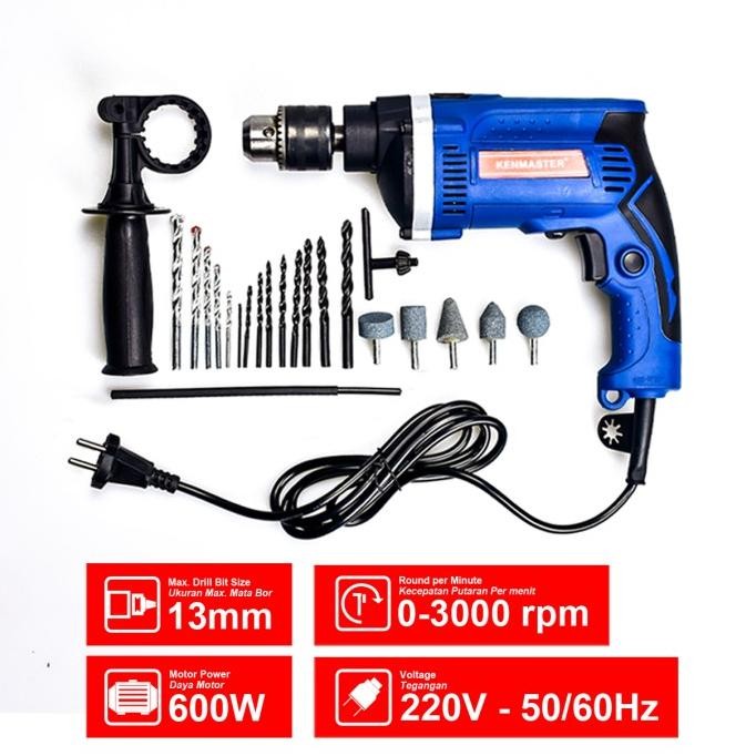 Promo Kenmaster Bor Impact Drill 13Mm With Box - Bor Listrik