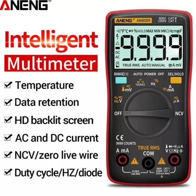 Promo Multimeter Aneng An8009 Multitester Avometer Digital True Rms Ac Dc