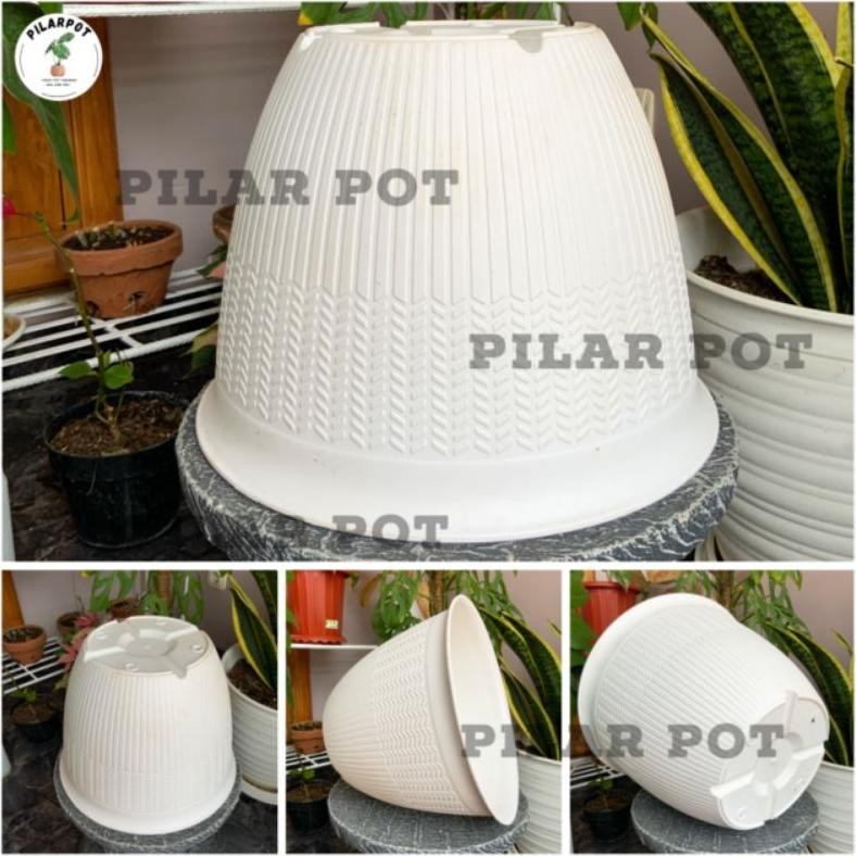 pot bunga tanaman cjp padi 35cm putih - CJP PADI 35 PUTIH 9935