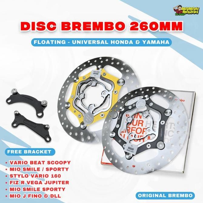Terlaris Rem Piringan Disk Cakram Brembo Floating Cnc Diameter 260Mm Vario Beat Mio Lubang 4 Bracket