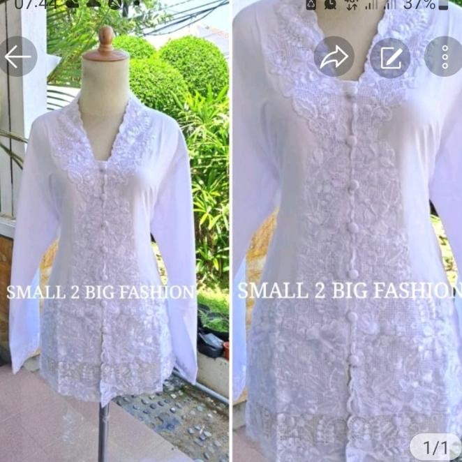 Kebaya Panjang Putih / Kebaya Katun / Kebaya Modern / Kebaya Encim Ready