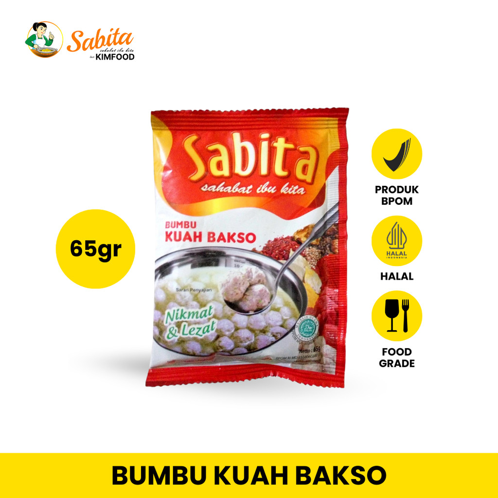 

SABITA - Bumbu Kuah Bakso Bubuk 65gr | BPOM HALAL Food Grade | Bumbu Kuah Bakso Gurih & Nikmat