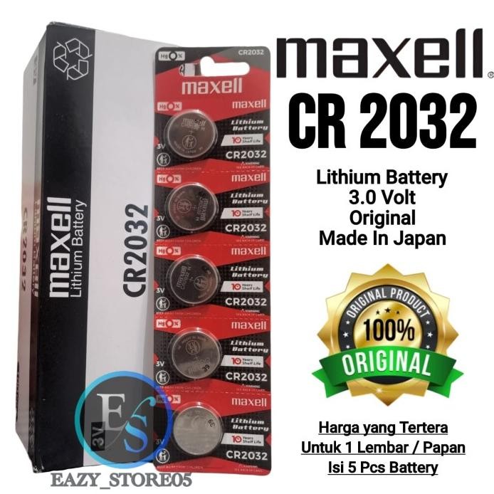 Terlaris Baterai Maxell Cr2032 3V Original Made In Japan Lithium Battery Batre Cmos Cr 2032 H