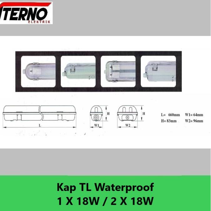 Miliki Kap Lampu Waterproof 2X18 2X18W Tl Led 2X8W Ip65
