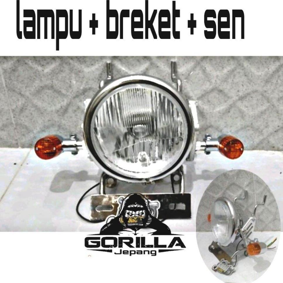 paket lampu depan motor jute pesek set dudukan lampu depan dan sen bulat palu