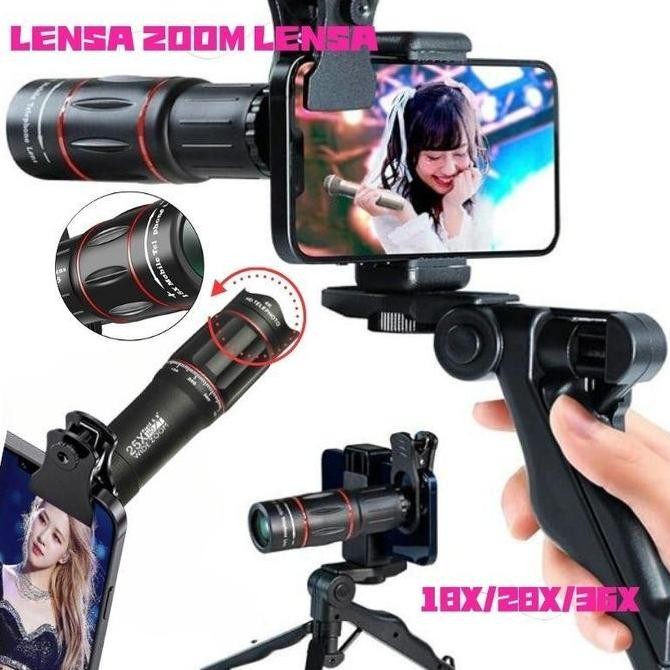 COD Apexel 18x25 Zoom Telezoom Apexel 28x Zoom Lensa Zoom Hp Lensa Tele Apexel Dengan Tripod 18X Han