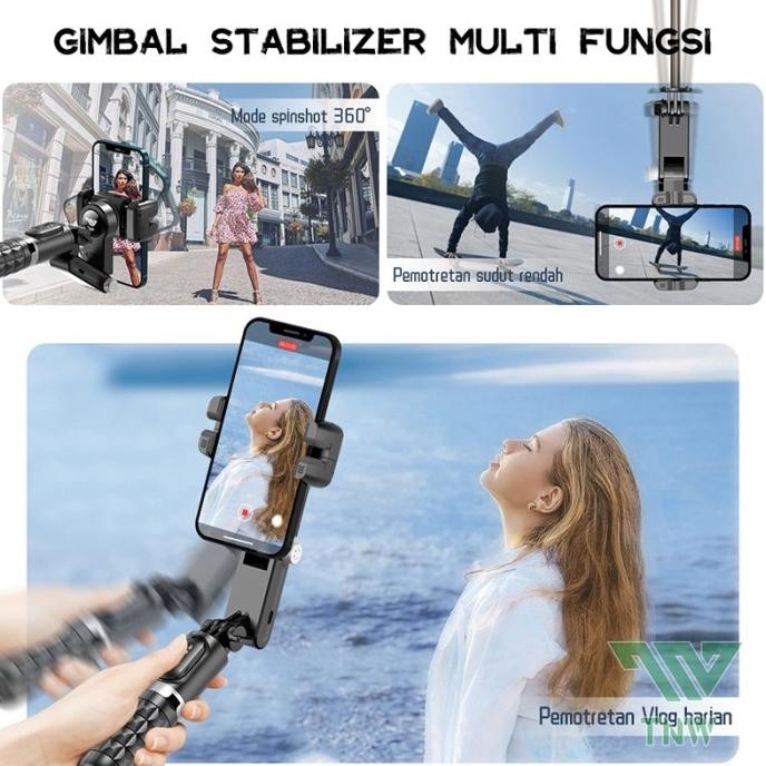 Gimbal Stabilizer Handphone TNW-Q18 Gimbal Stabilizer Hp Stabilizer Tongsis Hp Bluetooth Tripod