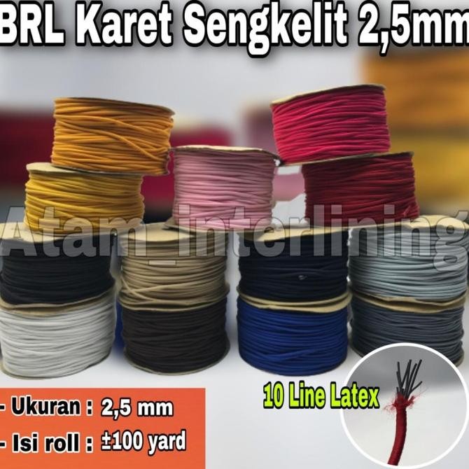 ready  BRL 2,5mm | Tali Karet String Sengkelit | Tali Karet Kancing kebaya