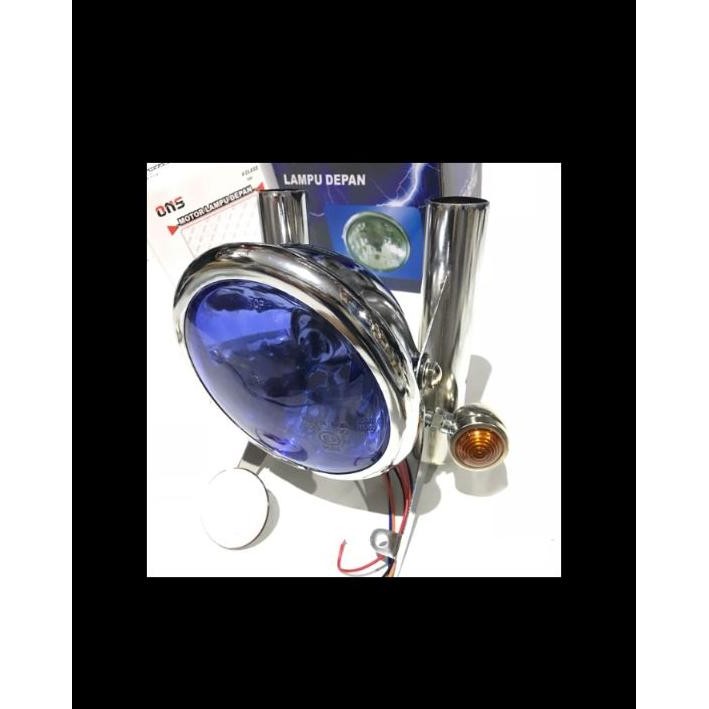 Paket Batok Kepala Lampu Depan CB Pesek Crome Plus Breket Slongsong Crom Plus Sen Bulat Mini Variasi