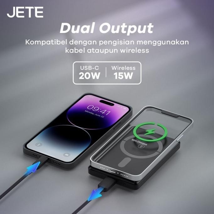 Powerbank Magsafe 10000 MaH Magnetic JETE | Powerbank Wireless | Powerbank Iphone - Garansi 2 Tahun
