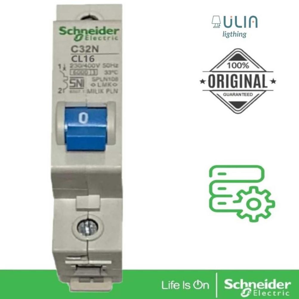 JH8 MCB SCHNEIDER 2 AMPERE 2A 4A 6A 10A 16A 20A 25A 35A 40A CL C32N  BIRU SPLN PLN PEMUTUS ARUS LIST
