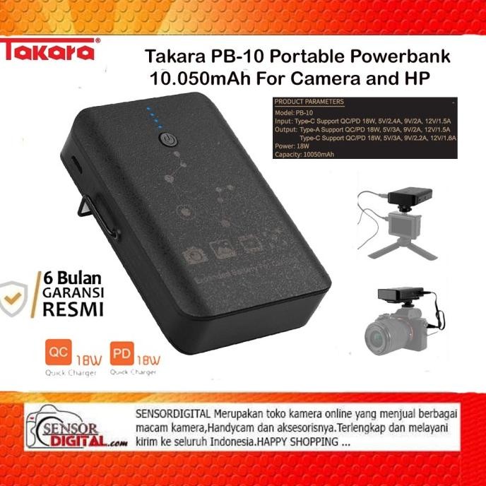 Takara PB-10 Portable Powerbank 10.050mAh for Camera Smartphone HP