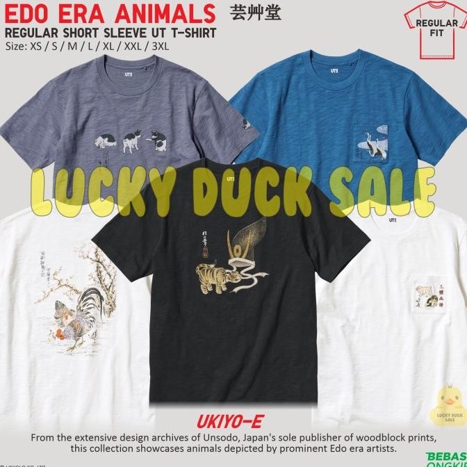 Edo Era Animals Kaos Regular Ukiyo-e Lukisan Hewan UT Shirt UNIQLO