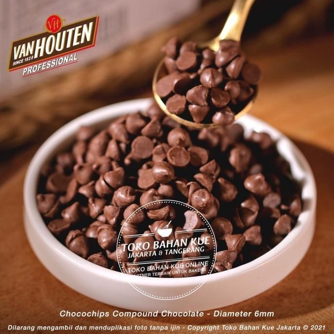 

Sale Van Houten - Choco Chip Semi Sweet 1Kg Asli Chocolate Compound Chocochips Cokelat Baking Chip Topping