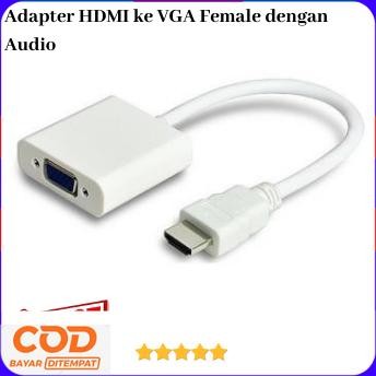 KABEL ADAPTER HDMI KE VGA FEMALE DENGAN AUDIO / ADAPTOR HDMI KE VGA / ADAPTOR HDMI / KONVERTER VGA /