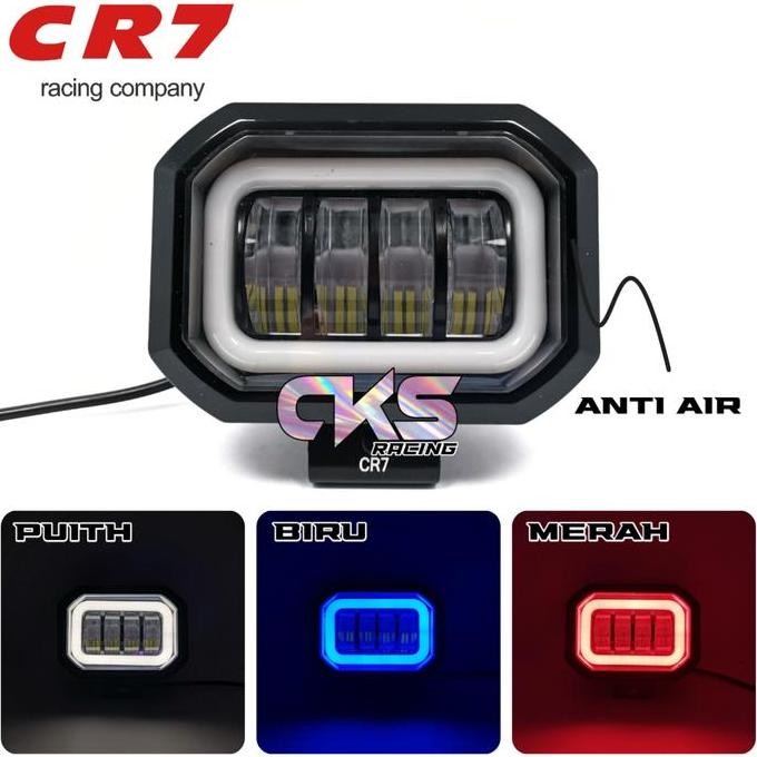 Lampu Tembak 4 Mata LED Model Kotak CR7 Lensa 6D Mobil Motor