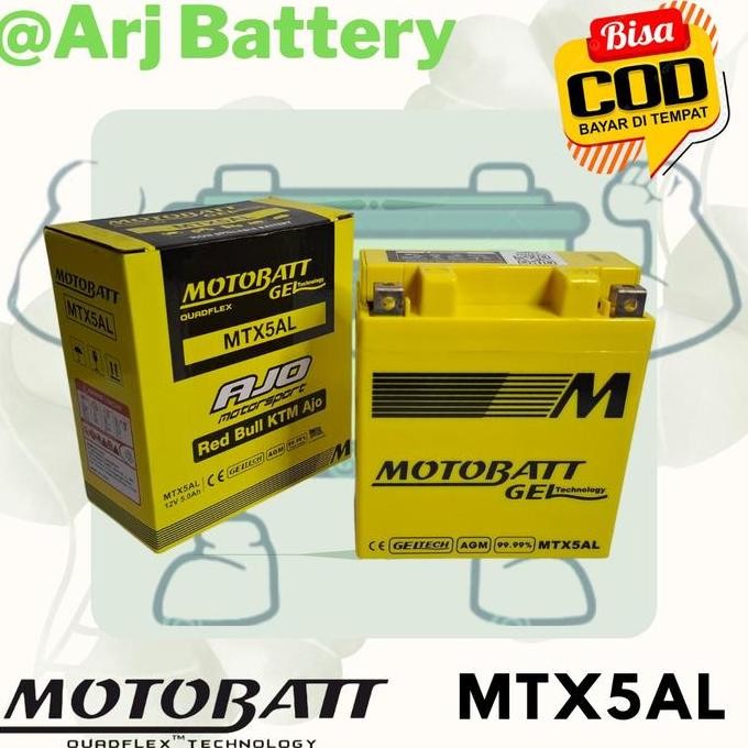 Aki Motor Yamaha Mio Sporty, Vega zr, Jupiter Mx Old, MOTOBATT MTX5AL GEL/Aki Kering