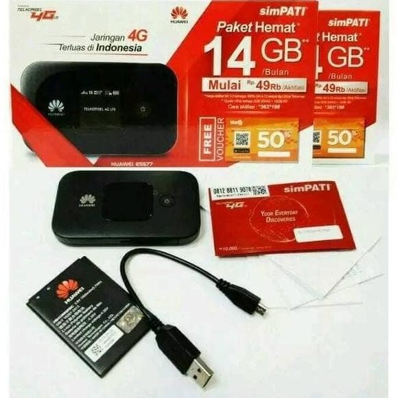 modem wifi/mifi huawei e5577 free telkomsel simpati 14GB unlock 3G 4G