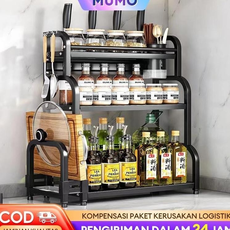 Rak Dapur Stainless Steel Rak Bumbu Dapur Rak Bumbu 3 Susun