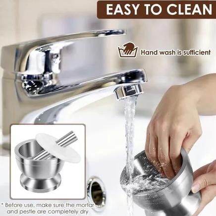 Cobek Stainless / ulekan Stainless / Tumbukan Bumbu Dapur Dengan Tutup/Mortar Pestle Tumbukan Bumbu 