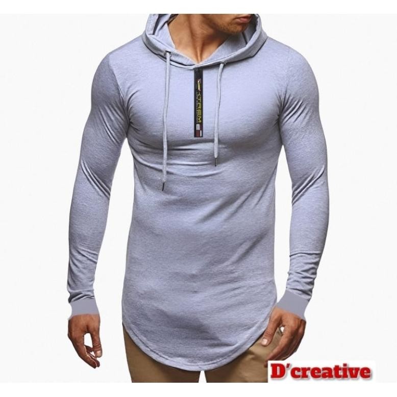Kaos Hoodie Kurta Resleting Lengan Panjang