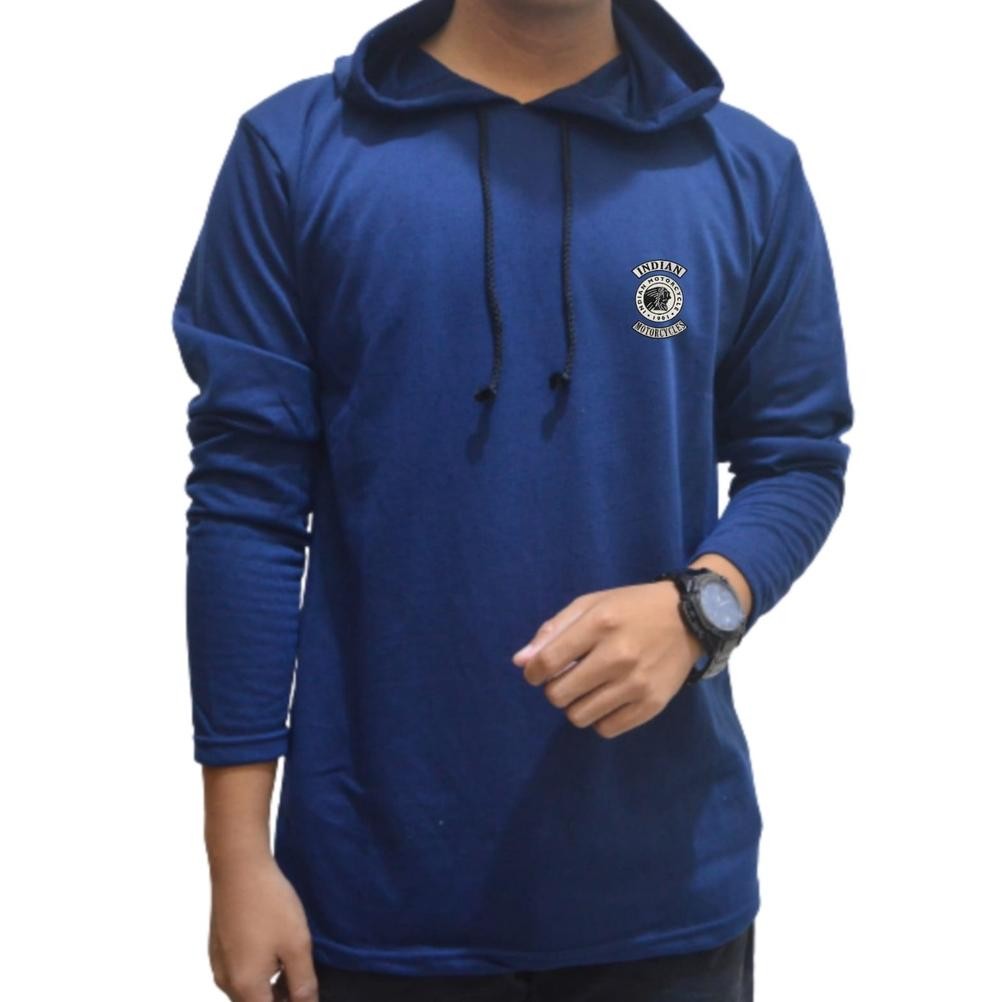 Kaos Hoodie Pria Lengan Panjang Simple Kaos Kupluk Distro Lengan Panjang Baju Bertopi Pria Pakain Be