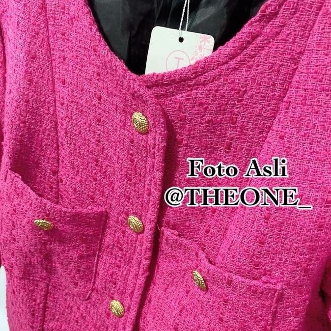 Promo The0Ne_ Tweed Blazer Fushia M-L-Xl Full Furing // Blazer Tweed Magenta Fushia