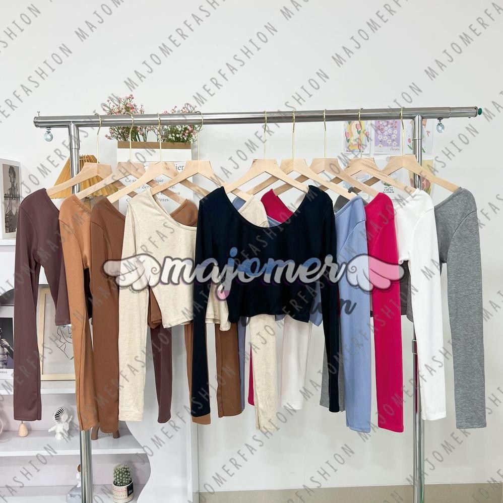 Deepu Crop Top - Kaos Basic Lengan Panjang Wanita