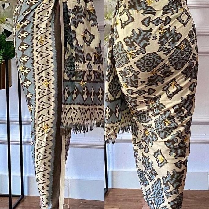 KAMEN SONGKET BORDIR BALI KATUN ENDEK TRETES BINTANG (KAMEN LEMBARAN) + SELENDANG // KAIN BALI