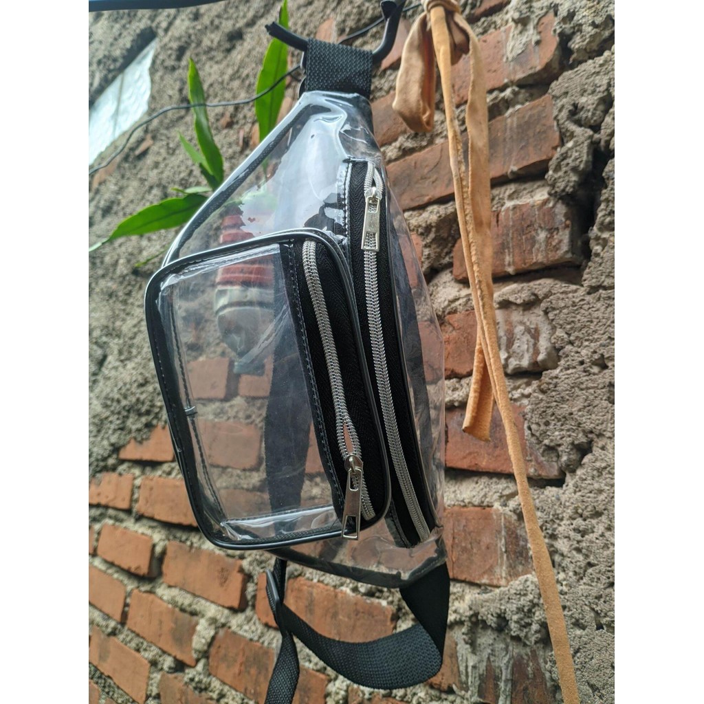 TAS PVC BENING TRANSPARAN - TAS TRANSPARAN BUAT KERJA - WAISTBAG TRANSPARAN BUAT KERJA PRIA/WANITA M