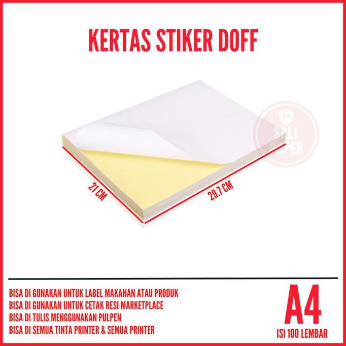 

Kertas Stiker HVS A4 - isi 100 lbr / Kertas Stiker / Sticker HVS Doff by Radhiant official