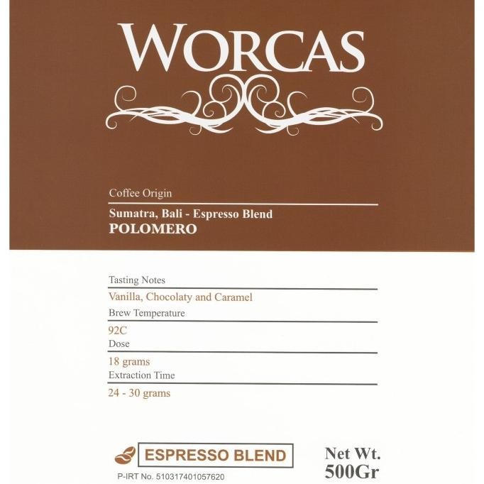 

Kopi Polomero Espresso Blend 500 Gram (Biji/Bubuk) | Worcas Coffee Original Dan Terlaris