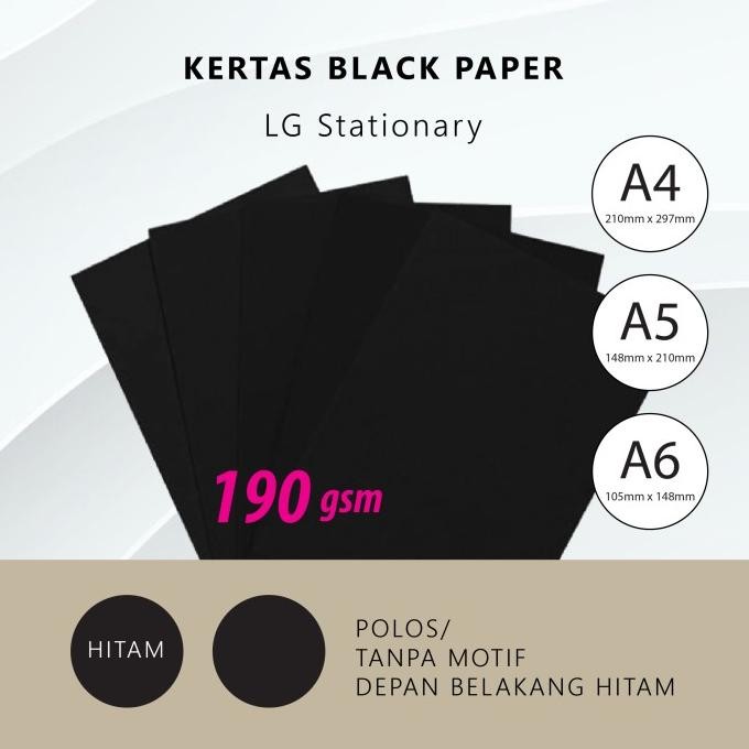 

Kertas Hitam 190 Gsm / Kertas Cover Polos Tanpa Texture / Black Paper Best Seller