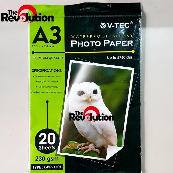 

Glossy Photo Paper 230 Gsm A3 20 Lembar Vtec Glossy 230 A3 Terbaru