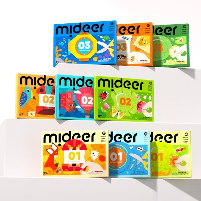 

Mideer Brain Gamebook Origami Cut Paper Sticker Level Up Latihan Terbaru