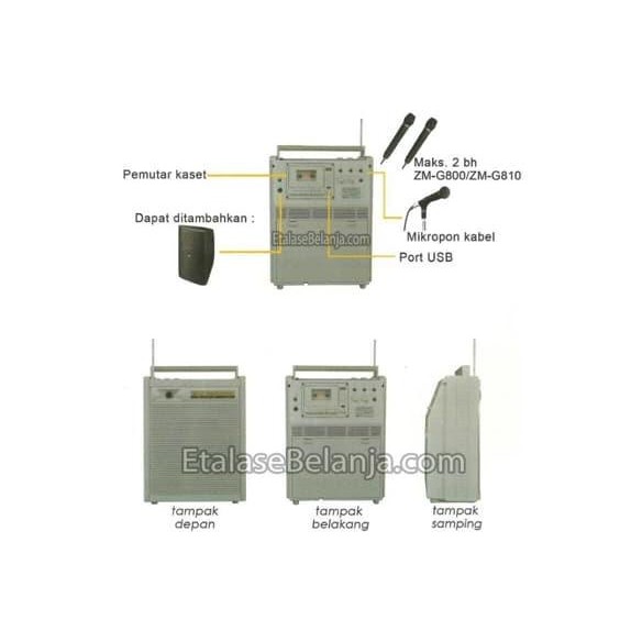 Produk Baru TOA ZW-G810CU - PORTABLE SOUND SYSTEM (2 MIC HANDHELD WIRELESS)