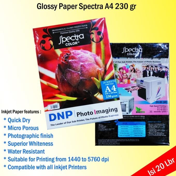 

Kertas Foto Glossy Spectra Color A4 230 Gr Terbaru